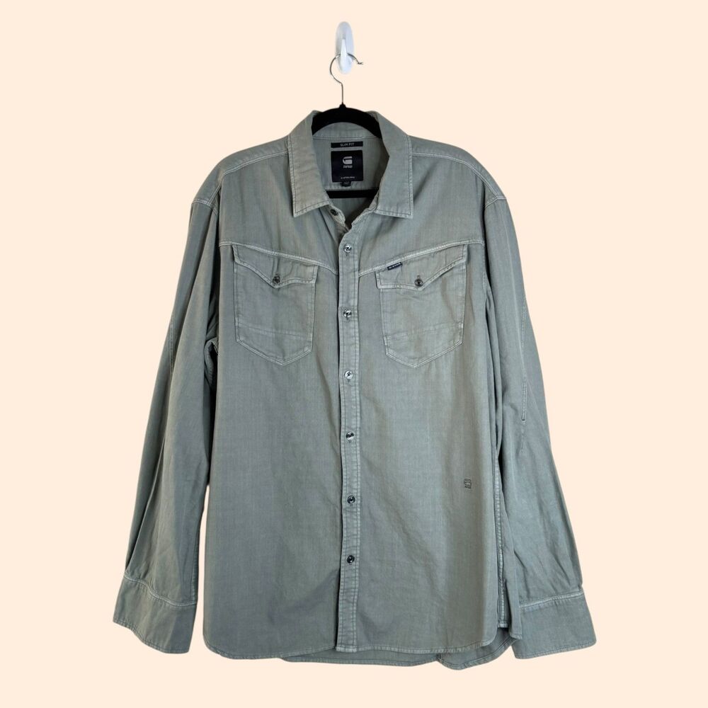 G-Star Raw Slim Green Denim Shirt